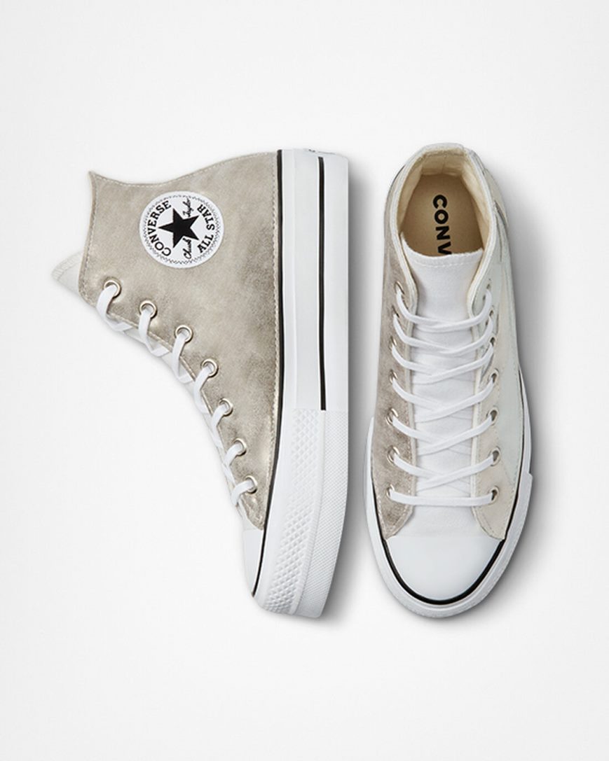 Topanky Na Platforme Converse Chuck Taylor All Star Lift Metallic Wave Vysoke Damske Biele | SK ASLWD9